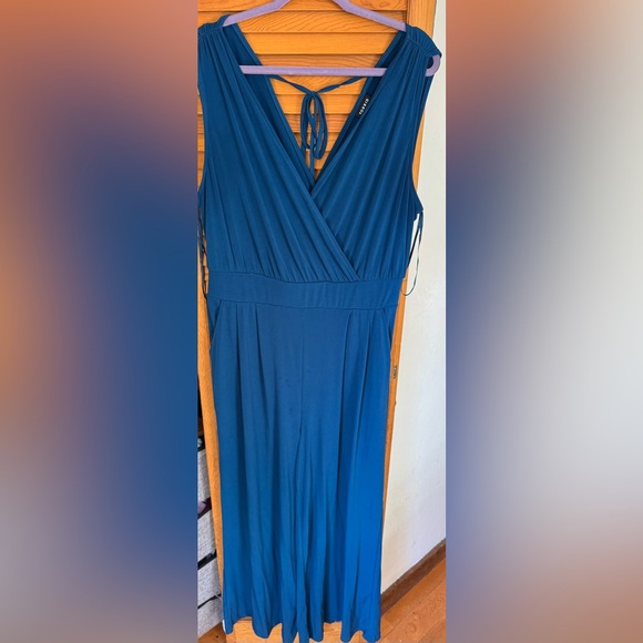 Torrid Blue Studio Knit Surplice Tie Back Jumpsuit - Picture 8 of 9